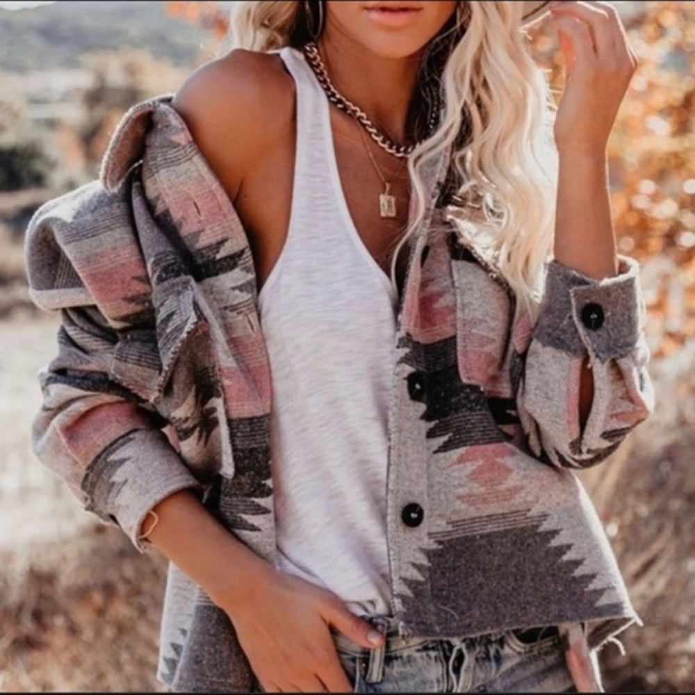 Distressed Button Down Shacket